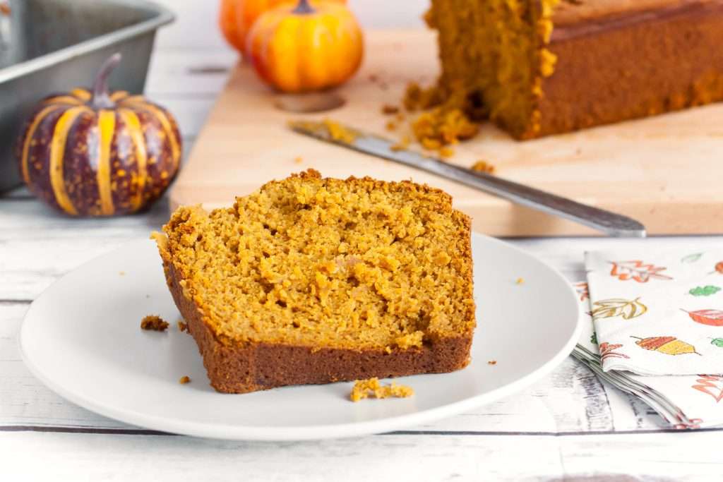 pumpkin bread slice on a plate
