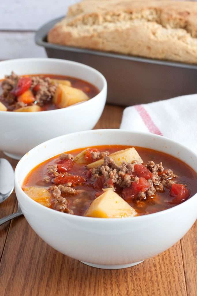 hamburger soup with bread