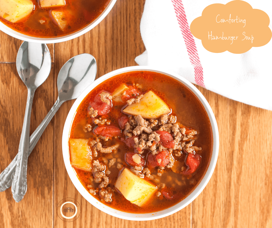 hamburger soup in bowls